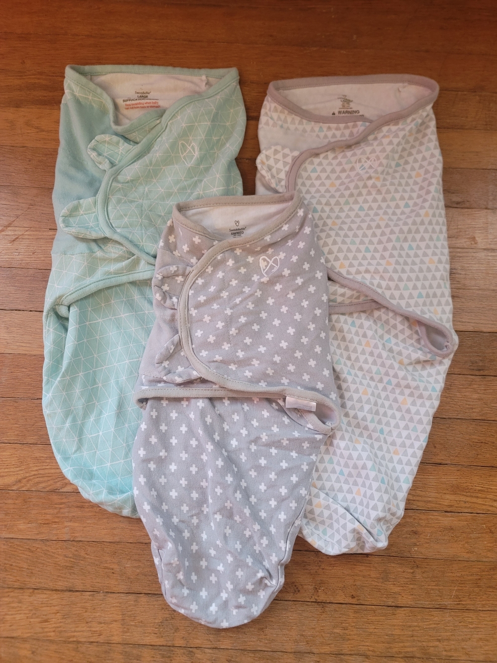 Love to Dream 3-Pack Sleep Sacks in Mint, Gray, and Pastel Triangle